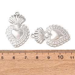 304ステンレスペンダント  神聖な心のチャーム  ステンレス鋼色  35x21.5x3mm  穴：2mm&nbsp;SA-CBABD1E-08P