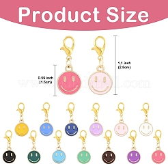20Pcs 10 Colors Alloy Enamel Smiling Face Pendant Decorations&nbsp;HJEW-YW00218