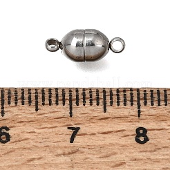 ループ付き304ステンレススチール製マグネット留め具  オーバル  ステンレス鋼色  12x5mm  穴：1.4mm&nbsp;STAS-F365-04P
