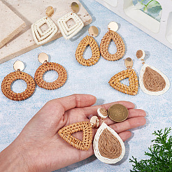 5Pairs 5 Styles Alloy Rattan Woven Dangle Stud Earrings&nbsp;EJEW-TA0001-69