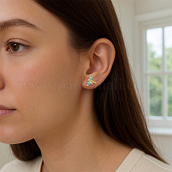 4 Pairs 2 Colors Brass Stud Earrings&nbsp;EJEW-GO0002-20