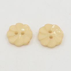 アクリルボタン  2穴  染め  花  小麦  13x3mm  穴：2mm&nbsp;BUTT-E007-A-11