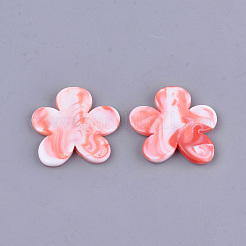 アクリルビーズ  天然石風  ツートン  花  ミックスカラー  40x42x5.5mm  穴：3mm  約85個/500g&nbsp;OACR-S031-09
