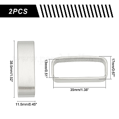 304ステンレススチールベルトループキーパー2個  メンズ ベルト バックル アクセサリー用  ステンレス鋼色  38.5x11.5x17mm&nbsp;STAS-UN0051-34