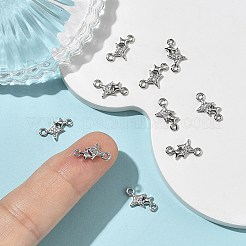 シェグレース 真鍮 マイクロパヴェ クリアキュービックジルコニア ダブルスターリンク コネクターチャーム  カドミウムフリー＆ニッケルフリー＆鉛フリー  長持ちメッキ  プラチナメッキ  12x6x2mm  穴：1mm＆1.4mm&nbsp;XGRQ2O669-454P