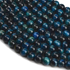 グレードAB天然タイガーアイビーズ連売り  染め  ラウンド  マリンブルー  8.5mm  穴：1.2mm  約46~48個/連  14.76''（37.5センチメートル）&nbsp;X-G-F591-18-8mm-02