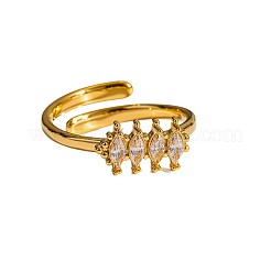 304 Stainless Steel Pave Clear Cubic Zirconia Cuff Open Rings&nbsp;WGF6D4E-01