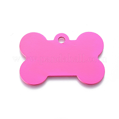 ペットモチーフアルミペンダント  空白タグのスタンプ  骨  濃いピンク  25x38x1mm  穴：3mm&nbsp;ALUM-I002-06I
