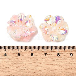 蓄光樹脂カボション  ABカラー  暗闇で光る花  ピンク  23.5x8mm&nbsp;RESI-E033-02G