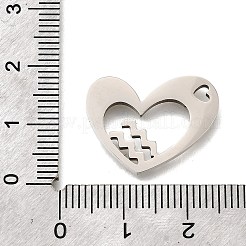 ステンレスペンダント201個  レーザー切断  星座チャーム付きハート  水瓶座  17x21.5x1.5mm  穴：1.6x2.6mm&nbsp;STAS-A116-01P-11