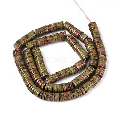 天然石ユナカイトビーズ連売り  ディスク  ヒシビーズ  6x1~2mm  穴：0.9mm  約233~248個/連  15.16~15.55''（38.5~39.5センチメートル）&nbsp;G-T142-6mm-07