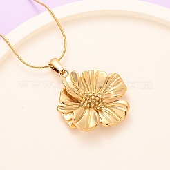 304ステンレススチール製フラワーペンダントスネークチェーンネックレス（女性用）  イオンプレーティング（ip）  18KGP本金メッキ  15.83インチ（40.2cm）&nbsp;NJEW-F354-11B-G