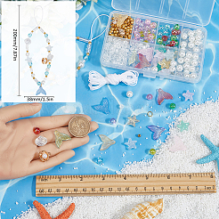 海をテーマにしたアクリル＆ガラスの携帯ストラップ作りキット  ミックスカラー  8mm  穴：1.5mm&nbsp;DIY-SC0028-39
