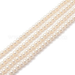 ガラスパールビーズ連売り  パールカラーの  ラウンド  乳白色  4mm  穴：1mm  約200個/連  30.71''（78センチメートル）&nbsp;HY-YW0001-07