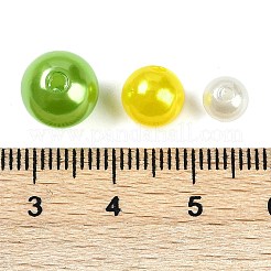 ABSプラスチックパール調ビーズ  ラウンド  ミックスカラー  きいろ  6~10x5~9mm  穴：1.8~2.5mm  約1351個/500g&nbsp;KY-G030-01H