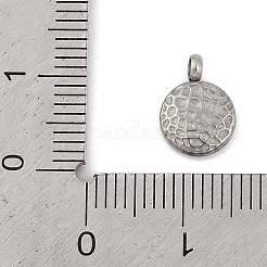 変色しない304ステンレススチールチャーム  テクスチャ  フラットラウンドのチャーム  ステンレス鋼色  11x8x2mm  穴：1.8mm&nbsp;STAS-Z084-06P