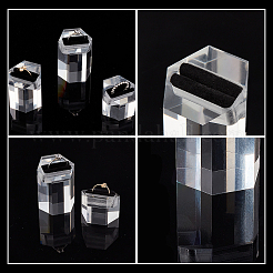 アクリルリングディスプレイスタンドセット  六角  透明  3.4~3.5x3.85~3.9x2.95~4.9cm  3個/セット&nbsp;RDIS-WH0001-19