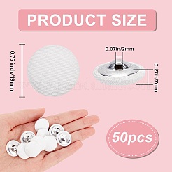布シャンクボタン  亜鉛合金パーツと  フラットラウンド  オーバーコートガーメントアクセサリー用  ホワイト  19x8mm  穴：3x3mm  50個/箱&nbsp;BUTT-GF0001-12B
