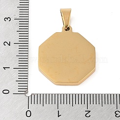 ステンレススチールペンダント  蝶のチャームが付いた八角形  ゴールドカラー  23x20x2mm  穴：3.5x6mm&nbsp;LS-STAS-S121-02G