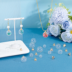 ガラスとプラスチックの球形ペンダント120個、6スタイル  ラウンド  透明  8~18x8~18x8~18mm  20個/スタイル&nbsp;GLAA-PH0004-65