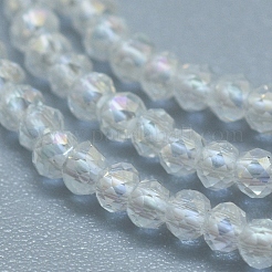 電気メッキガラスビーズセット  ABカラーメッキ  多面カット  そろばん  クリアAB  2x1.5~1.6mm  穴：0.8mm  235個/連  14.17インチ（36cm）&nbsp;GLAA-F079-A-AB01