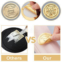 プラスチック製の粘着式金箔エンボスステッカー  メダル装飾ステッカー  言葉  5x5cm  4pcs /シート&nbsp;DIY-WH0211-352
