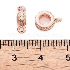 Rack Plating Brass Micro Pave Cubic Zirconia Tube Bails&nbsp;KK-Z052-01RG