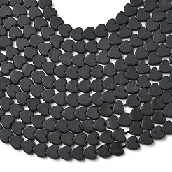 艶消し合成ガラスビーズ連売り  ハート  ブラック  6x6.5x2.5mm  穴：0.8mm  約75~76個/連  15.12''~15.16''（38.4~38.5センチメートル）&nbsp;G-A272-A01-02