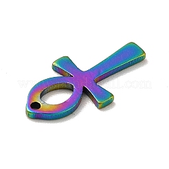 イオンプレーティング（IP）201ステンレスペンダント  アンククロスチャーム  虹色  14x7x1mm  穴：0.8mm&nbsp;STAS-E176-20M