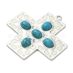 304 Stainless Steel with Dyed Synthetic Turquoise Pendants&nbsp;STAS-G374-05S-17