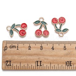 合金エナメルチャーム  チェリー  ライトゴールド  18x13mm  穴：2mm&nbsp;PALLOY-N0118-260