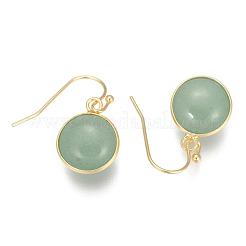 Flat Round Golden Tone Brass Natural & Synthetic Mixed Stone Dangle Earrings&nbsp;EJEW-M059-M