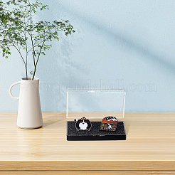 プラスチックバッジ収納ボックス  バッジギフトケース（黒いスポンジ付き）  長方形  5.2x8x1.55cm  内径：4.2x7.6のCM&nbsp;CON-WH0086-121A