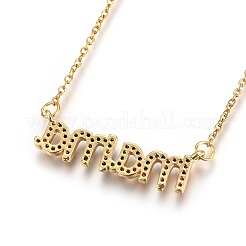 Brass Micro Pave Cubic Zirconia Initial Pendant Necklaces&nbsp;NJEW-O108-03G