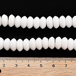 天然石ホワイトジェイドビーズ連売り  ソーサービーズ  8x5mm  穴：0.6mm  約40個/連  7.76''（19.7センチメートル）&nbsp;G-P559-A09-01