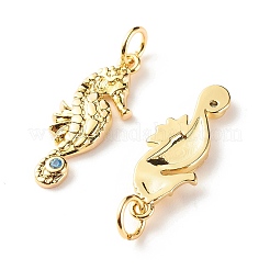 Brass Micro Pave Light Blue Cubic Zirconia Pendants&nbsp;X-ZIRC-P094-16G-RS