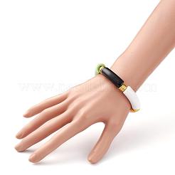 不透明なアクリルビーズブレスレット  カーブチューブ  カラフル  内径：2インチ（5.1cm）&nbsp;BJEW-JB06513-04
