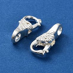 チベット風合金製カニカン  ピーコック  カドミウムフリー＆鉛フリー  銀  25x11.5x7mm  穴：5mm&nbsp;TIBE-T002-26S-RS