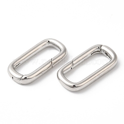 真鍮スプリングゲートリング  カドミウムフリー＆鉛フリー  長持ちメッキ  長方形  プラチナ  19.5x10x3mm&nbsp;KK-R143-25P