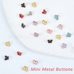 140色合金エナメルボタン7個  1穴  蝶  ミックスカラー  5x6x3mm  穴：1.5x1mm  20個/カラー&nbsp;FIND-GF0008-28