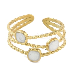 Ion Plating(IP) 304 Stainless Steel Enamel Square Cuff Finger Rings&nbsp;RJEW-L107-058G-01
