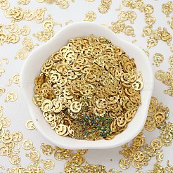 オーナメントアクセサリープラスチック製スパンコール/スパンコールビーズ  笑顔  ゴールド  8x6x0.1mm  穴：0.8mm&nbsp;PVC-E001-13-LS01