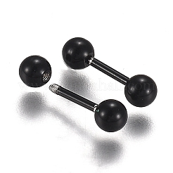 304ステンレススチールボールスタッドピアス  バーベル軟骨ピアス  電気泳動黒  13.5x4mm  ピン：1mm  24のペア/セット&nbsp;EJEW-H113-02EB-B