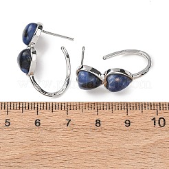 Valentine's Day Heart Natural & Synthetic Mixed Stone Stud Earrings&nbsp;EJEW-T053-01P