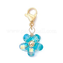 Transparent Glass Flower Pendant Decorations&nbsp;HJEW-JM03728