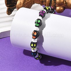 Halloween Skull Acrylic Beaded Stretch Bracelets&nbsp;BJEW-JB14347-02