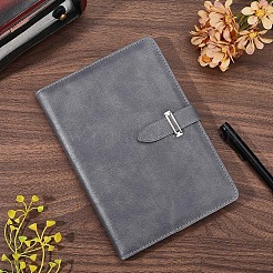 長方形の合成皮革製ノートブックブックカバー  学校の事務用品用  グレー  21.8x15x1.45cm&nbsp;AJEW-WH20019-55A
