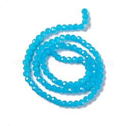 ファセット(32面)ガラスビーズ連売り  ラウンド  ディープスカイブルー  4mm  穴：1mm  約99~107個/連  14.09~15.43''（35.8~39.2センチメートル）&nbsp;GLAA-E037-03B-03