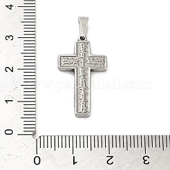 304ステンレスペンダント  いばらの十字架のチャーム  変色防止  ステンレス鋼色  25x14x2mm  穴：5x3mm&nbsp;STAS-P400-07P