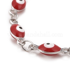 Enamel Horse Eye Link Chains Bracelet&nbsp;BJEW-P271-05P-02